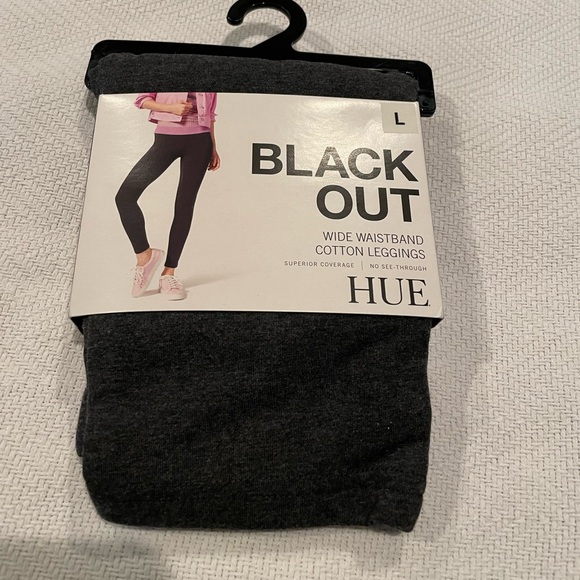 NWT HUE Women’s Graphite Heather Gray Blackout Cotton Leggings, Size Large - Picture 4 of 5